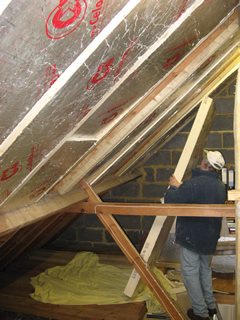 Installing insulation between the ratfers in the loft